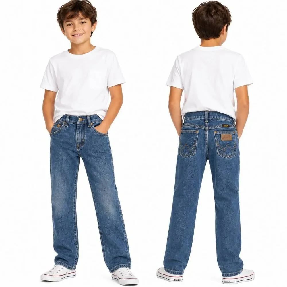 Wrangler Boys Regular Fit Jeans Size 7 Blue Denim Pants